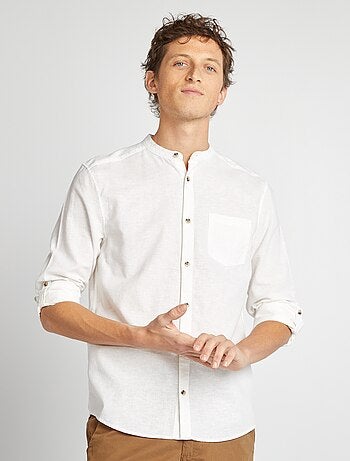 Camisa con cuello mao de lino