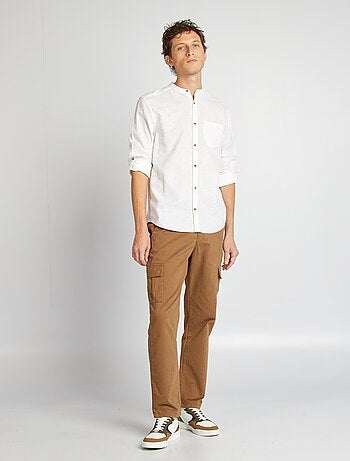 Camisa con cuello mao de lino