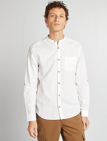 Camisa con cuello mao de lino