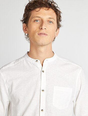 Camisa con cuello mao de lino