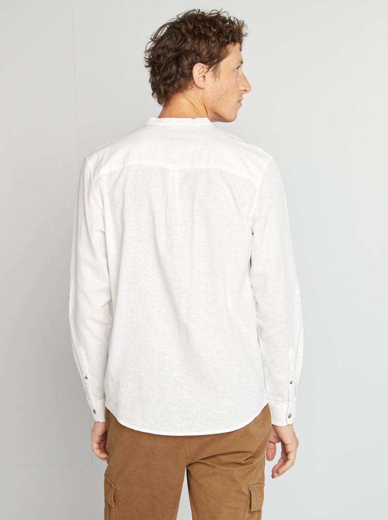 Camisa con cuello mao de lino BLANCO - Kiabi