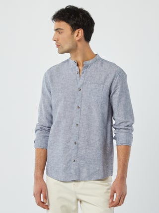Camisa con cuello mao de lino