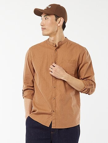 Camisa con cuello mao de lino