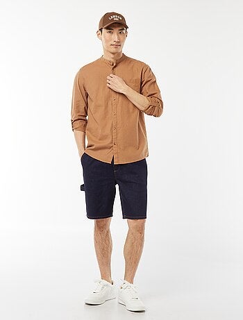 Camisa con cuello mao de lino