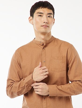 Camisa con cuello mao de lino