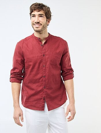 Camisa con cuello mao de lino