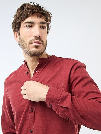 Camisa con cuello mao de lino