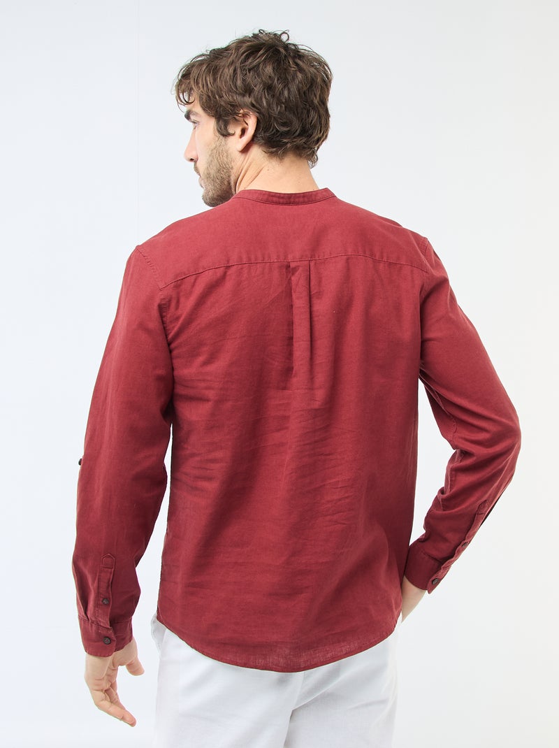 Camisa con cuello mao de lino Rojo - Kiabi