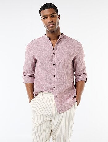 Camisa con cuello mao de lino