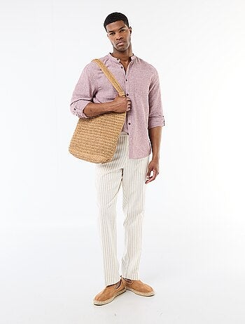 Camisa con cuello mao de lino