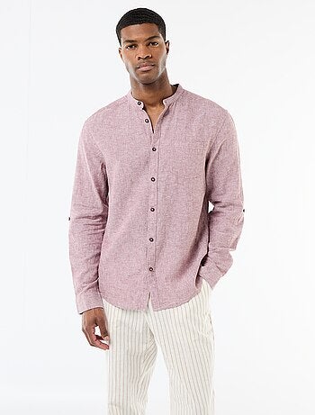 Camisa con cuello mao de lino