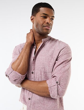Camisa con cuello mao de lino
