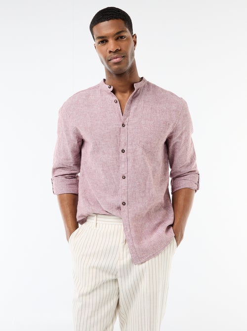 Camisa con cuello mao de lino - Kiabi