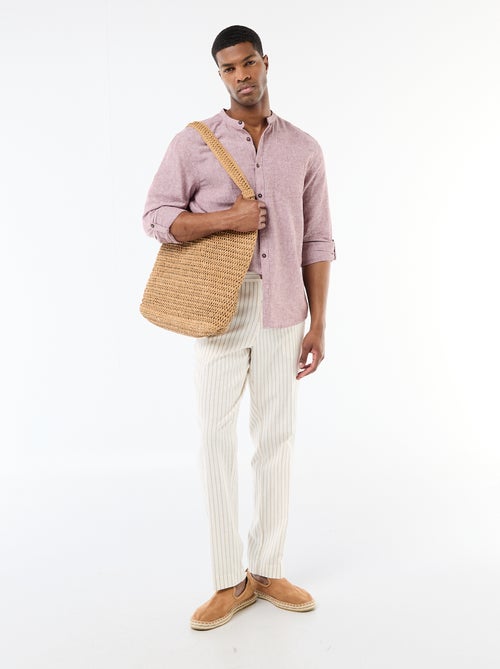 Camisa con cuello mao de lino - Kiabi