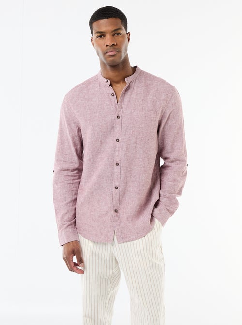 Camisa con cuello mao de lino - Kiabi