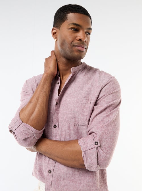 Camisa con cuello mao de lino - Kiabi