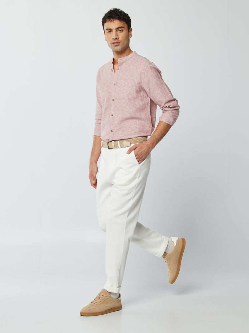 Camisa con cuello mao de lino ROSA - Kiabi