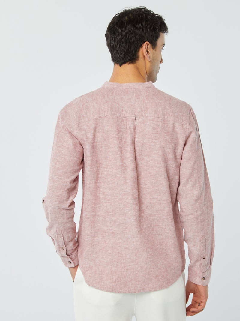 Camisa con cuello mao de lino ROSA - Kiabi