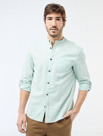 Camisa con cuello mao de lino