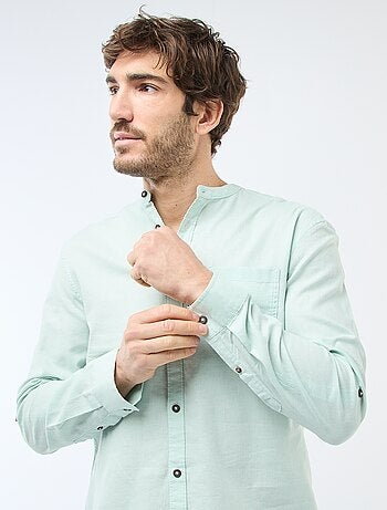 Camisa con cuello mao de lino