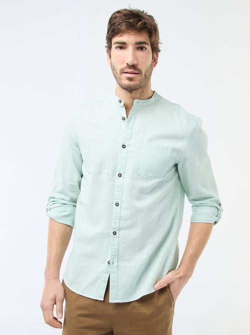 Camisa con cuello mao de lino - Kiabi