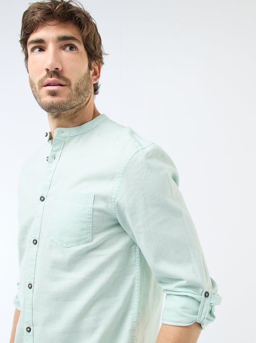 Camisa con cuello mao de lino - Kiabi