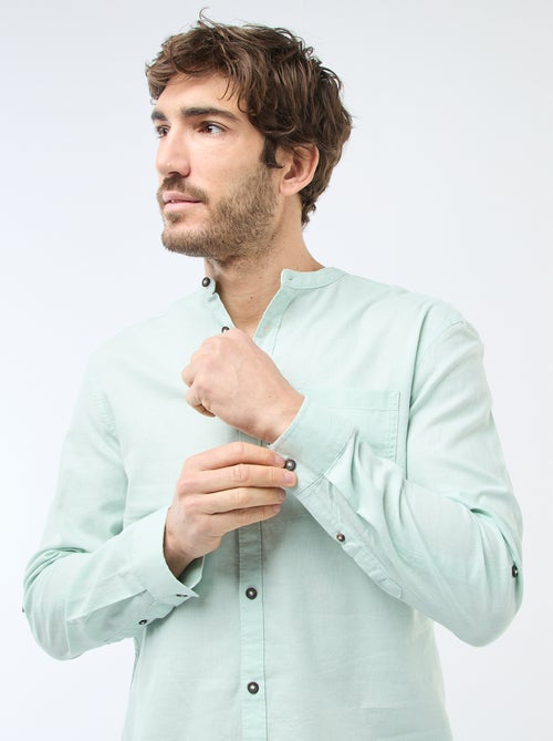 Camisa con cuello mao de lino - Kiabi