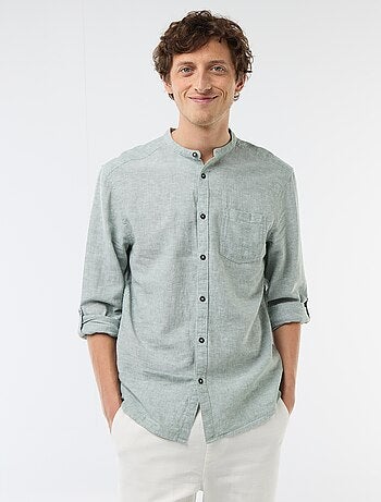 Camisa con cuello mao de lino