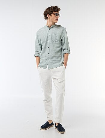 Camisa con cuello mao de lino