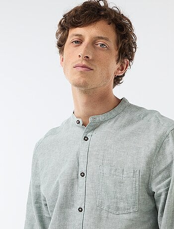 Camisa con cuello mao de lino