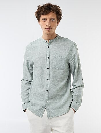Camisa con cuello mao de lino