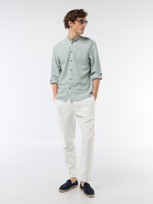 Camisa con cuello mao de lino - Kiabi