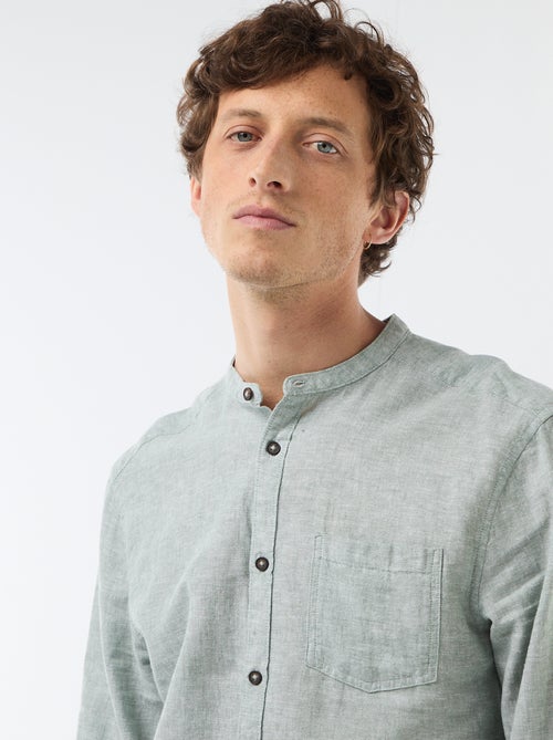 Camisa con cuello mao de lino - Kiabi