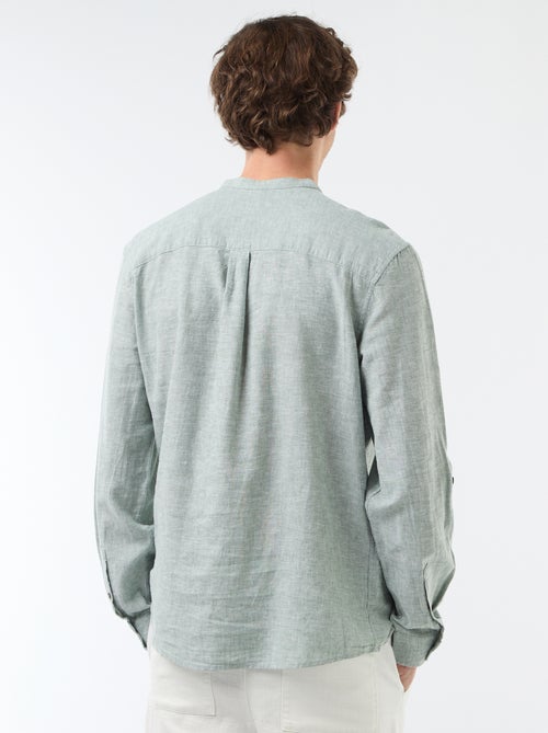 Camisa con cuello mao de lino - Kiabi