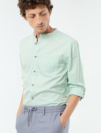 Camisa con cuello mao de lino