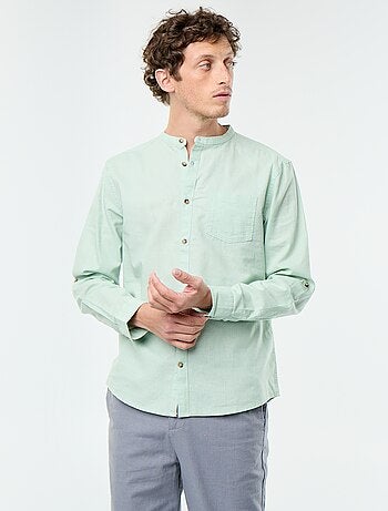 Camisa con cuello mao de lino