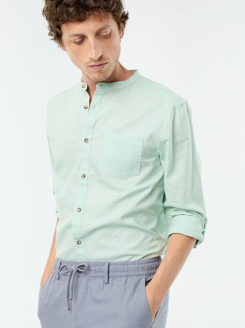 Camisa con cuello mao de lino - Kiabi