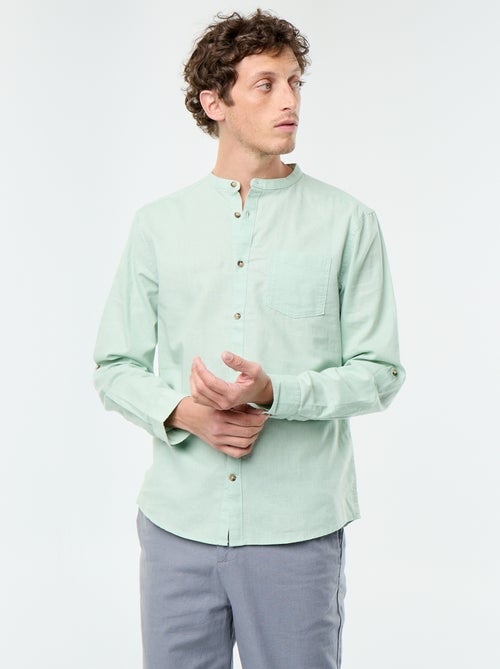 Camisa con cuello mao de lino - Kiabi