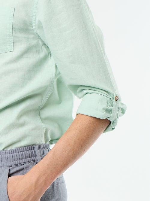 Camisa con cuello mao de lino - Kiabi
