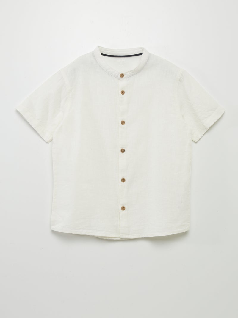 Camisa con cuello mao de mezcla de lino BLANCO - Kiabi