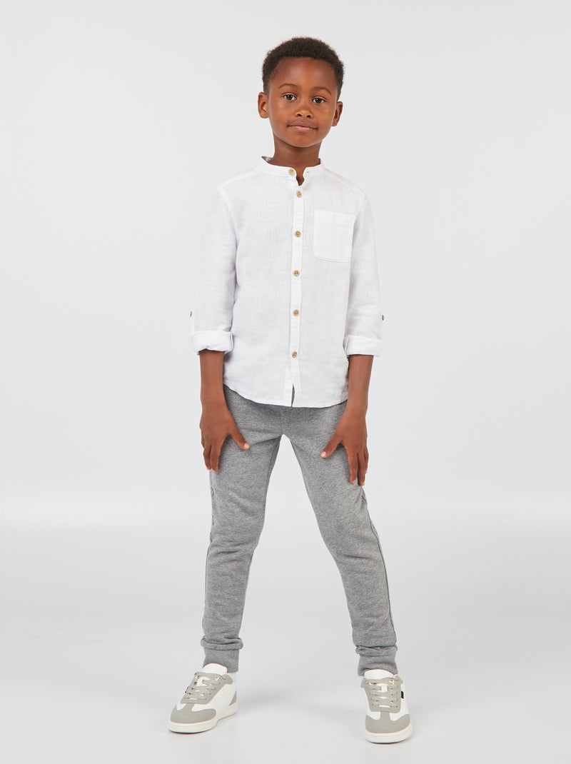 Camisa con cuello mao de mezcla de lino blanco - Kiabi
