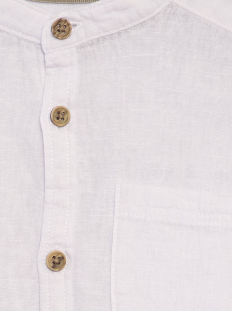 Camisa con cuello mao de mezcla de lino blanco - Kiabi