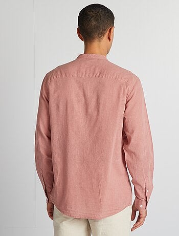 Camisa Regular De Mezcla De Lino - Azul - Hombre - 17.00