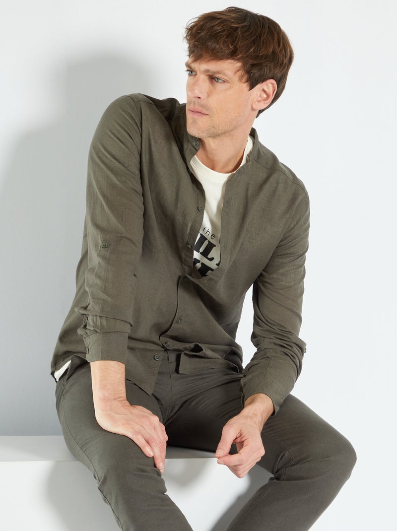 Camisa con cuello mao KAKI - Kiabi