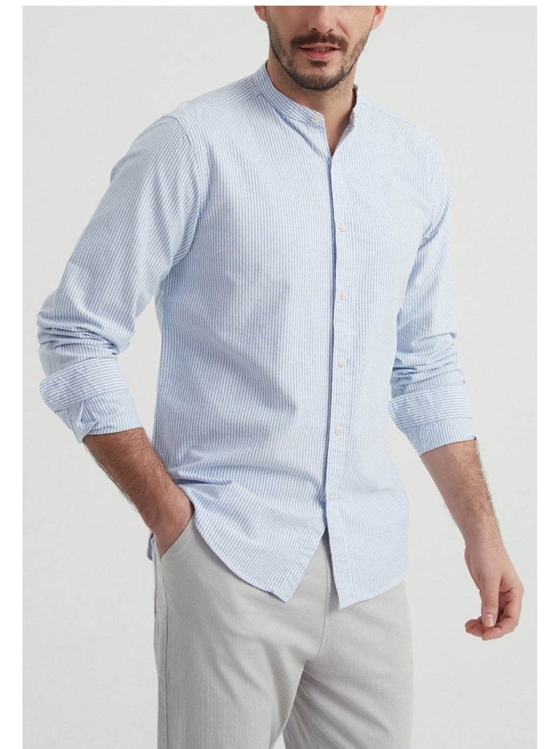 Camisa con cuello mao Kebello Azul cielo - Kiabi