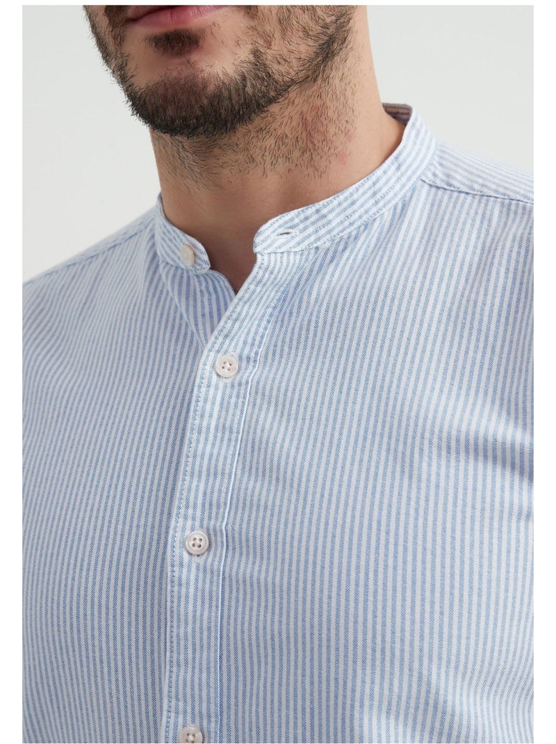 Camisa con cuello mao Kebello Azul cielo - Kiabi