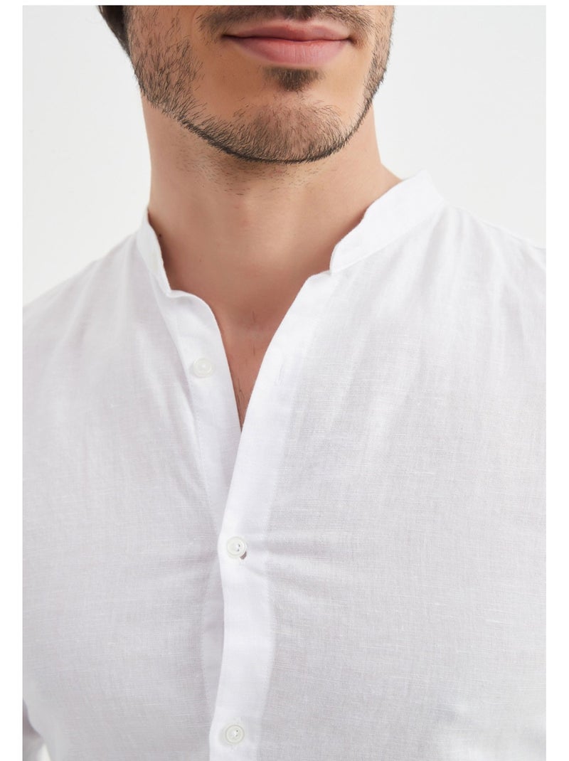Camisa con cuello mao Kebello Blanco - Kiabi