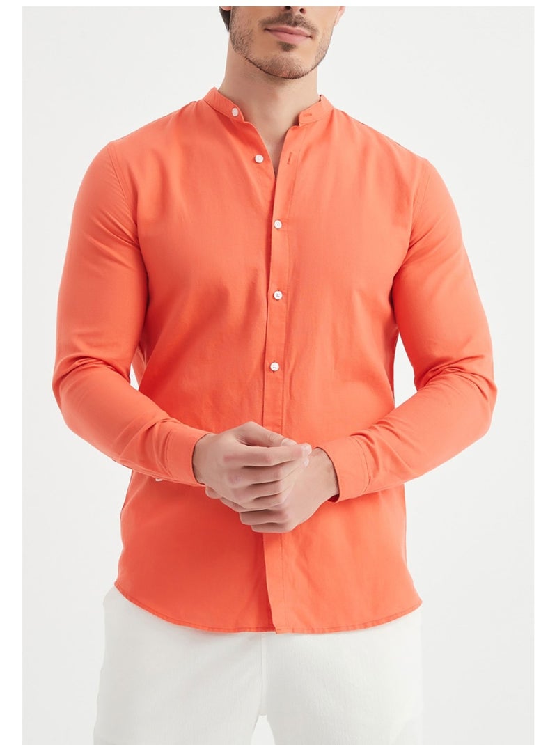 Camisa con cuello mao Kebello Naranja - Kiabi