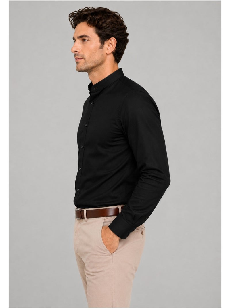 Camisa con cuello mao Kebello Negro Negro - Kiabi