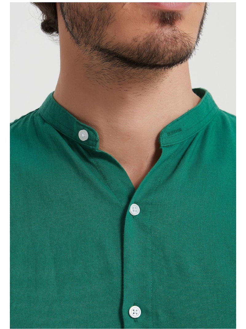 Camisa con cuello mao Kebello Verde - Kiabi